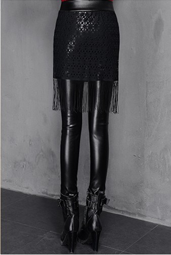 F8912-1 Black leather leggings for women
